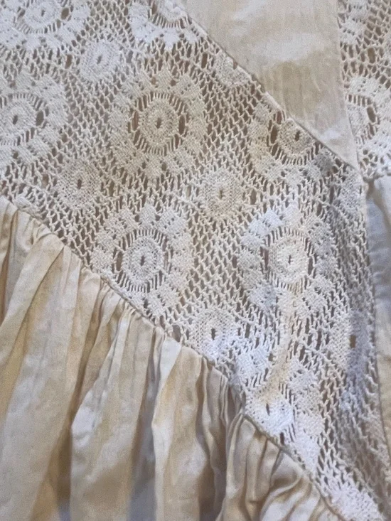 Coastal Cowgirl Western Rodeo Festival Boho Lace Midi Skirt Cream Tiered 6 - Picture 7 of 8